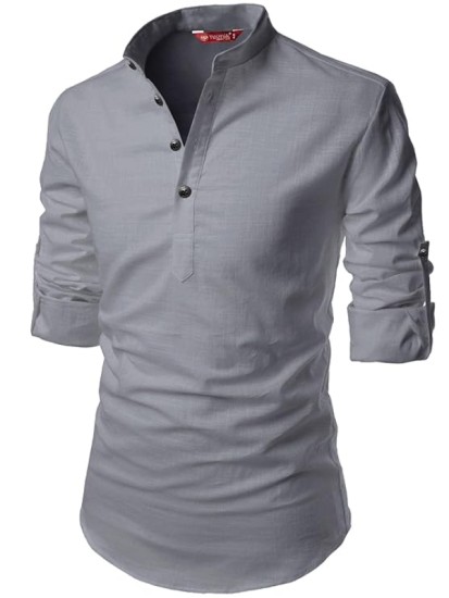 MEN KURTA ROUND NECK GREY