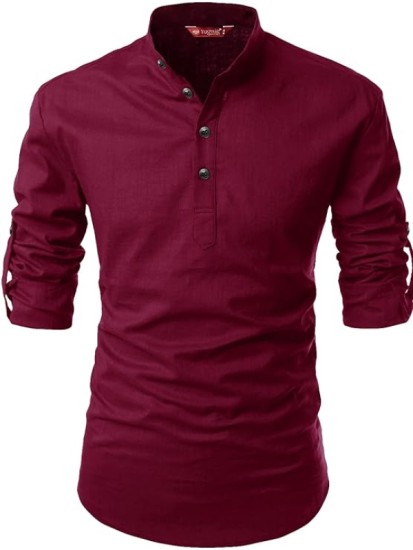 MEN KURTA ROUND NECK KURTA MAROON
