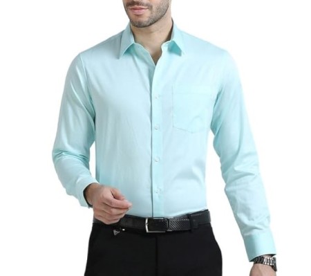 Cotton Smart Fit Pointed Collar Solid Full Sleeve Shirt