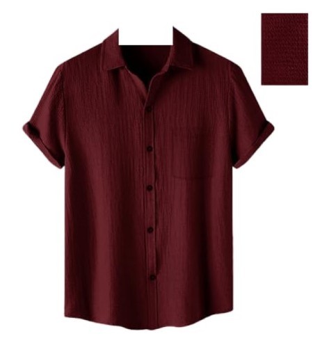 MEN SHIRT SHORT SHIRT REGULAR MAROON