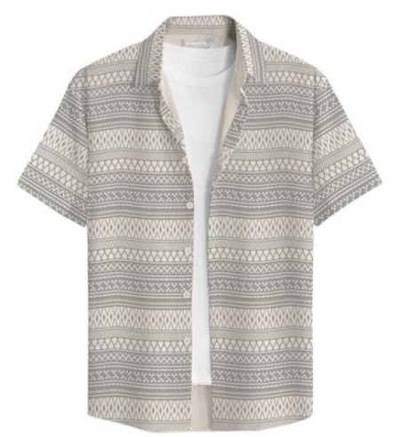 MEN SHIRT SHORT REGULAR WHITE CHEKERED