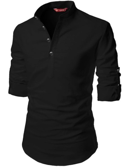 MEN KURTA  ROUND NECK  BLACK