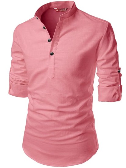 MEN KURTA  ROUND NECK KURTA PINK